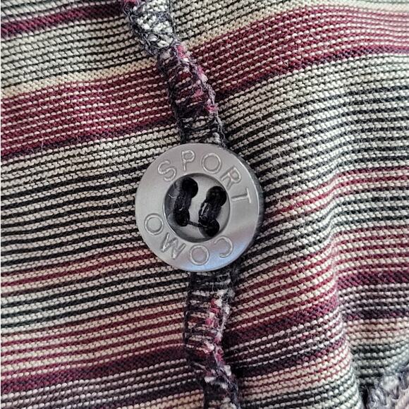 Como Sport Brown Striped Collar Short Sleeve Mens Polo Shirt size small - Picture 13 of 14